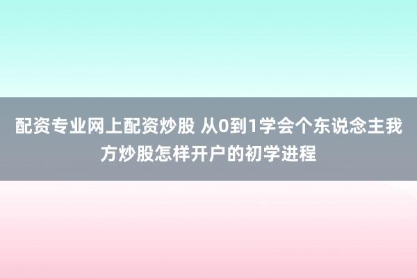 配资专业网上配资炒股 从0到1学会个东说念主我方炒股怎样开户的初学进程
